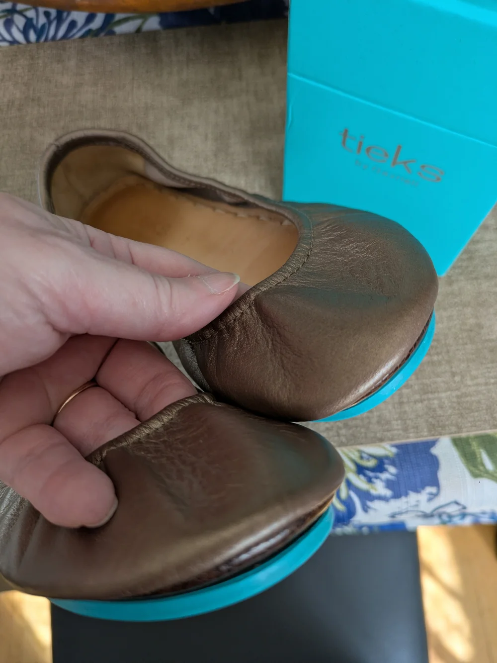 Tieks Metallic Bronze Leather Ballet Flats Size 7